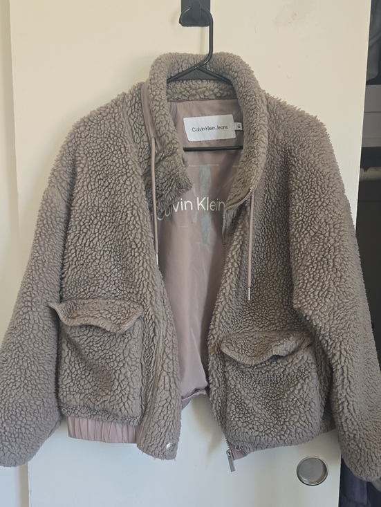 Calvin Klein Jeans Jackets & Blazers - Calvin Klein Jeans Taupe Sherpa Bomber Jacket